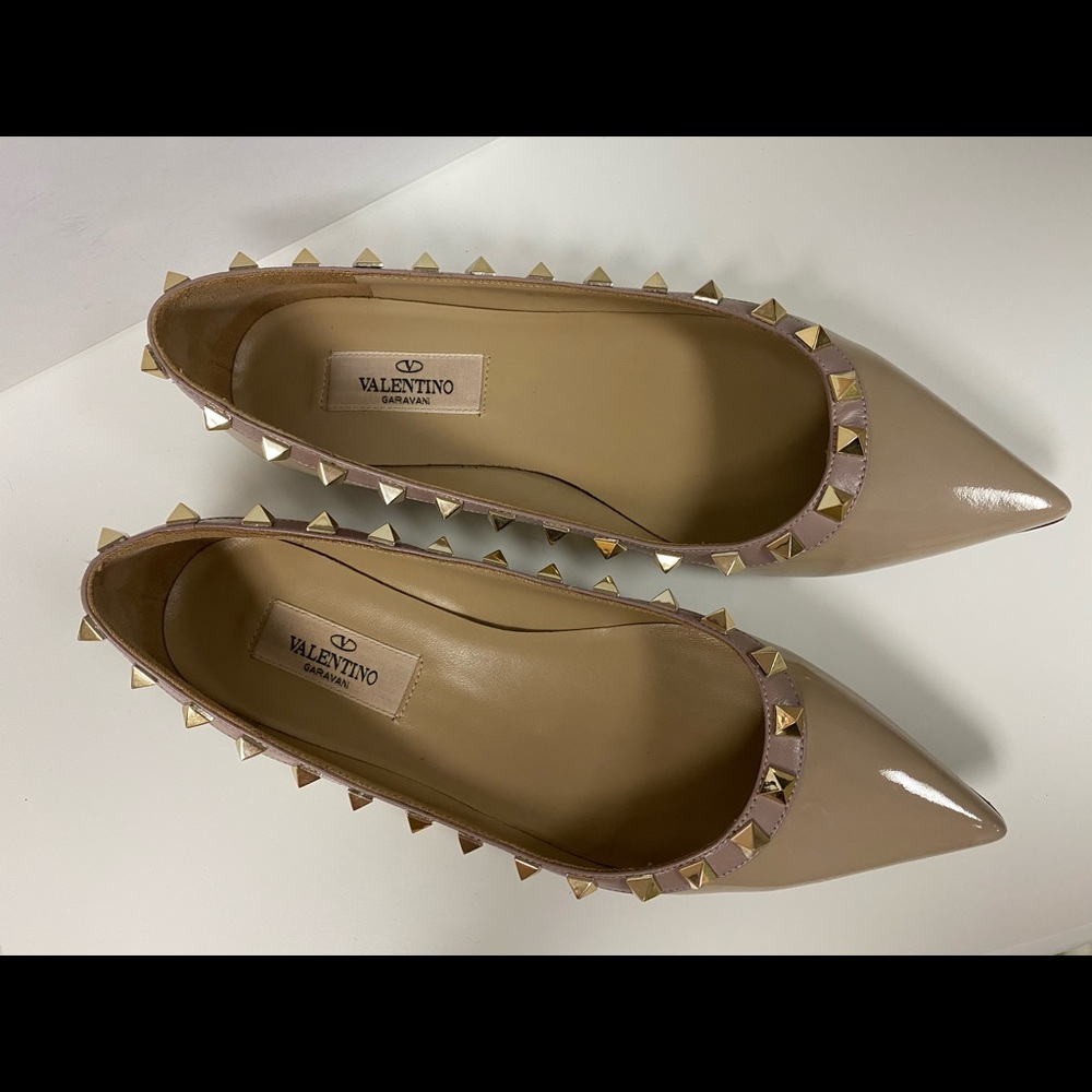 Valentino Rockstud Ballerina Flat Patent Leather